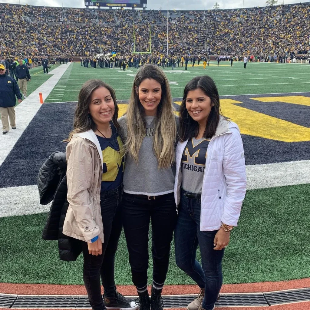 Brhitney Harbaugh with two sisters: Camilla Decamps Villafañe and Kay Decamps